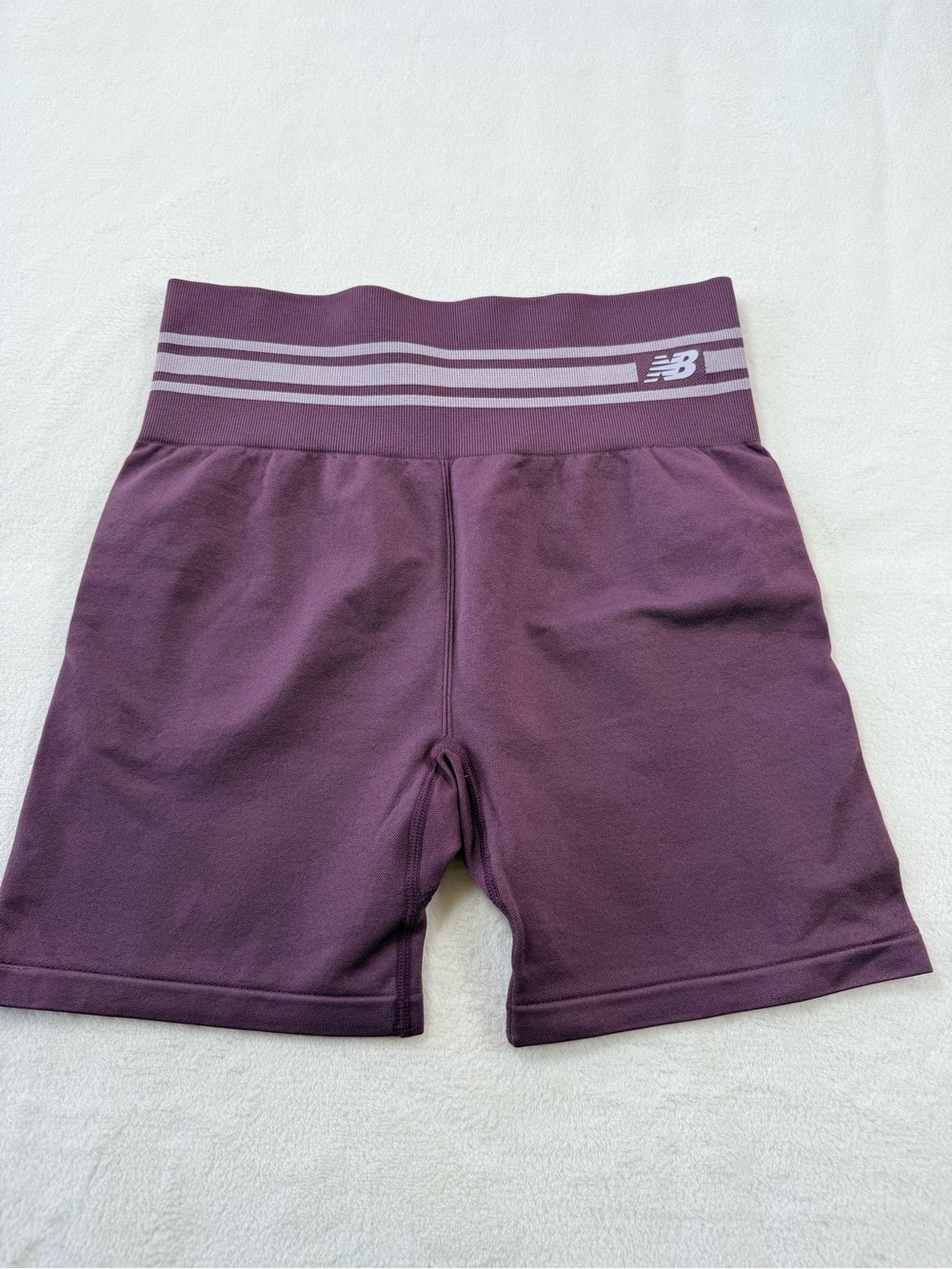New Balance Plum Girls' Striped Waist Bike Shorts